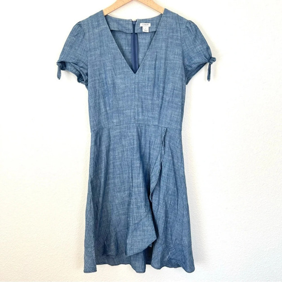 J. Crew Factory Chambray Wrap Dress Size 4 - Picture 5 of 15